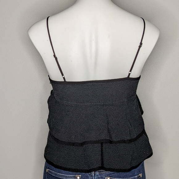 A.L.C. black grey eyelet lace layered crop tank 4 - Picture 4 of 7
